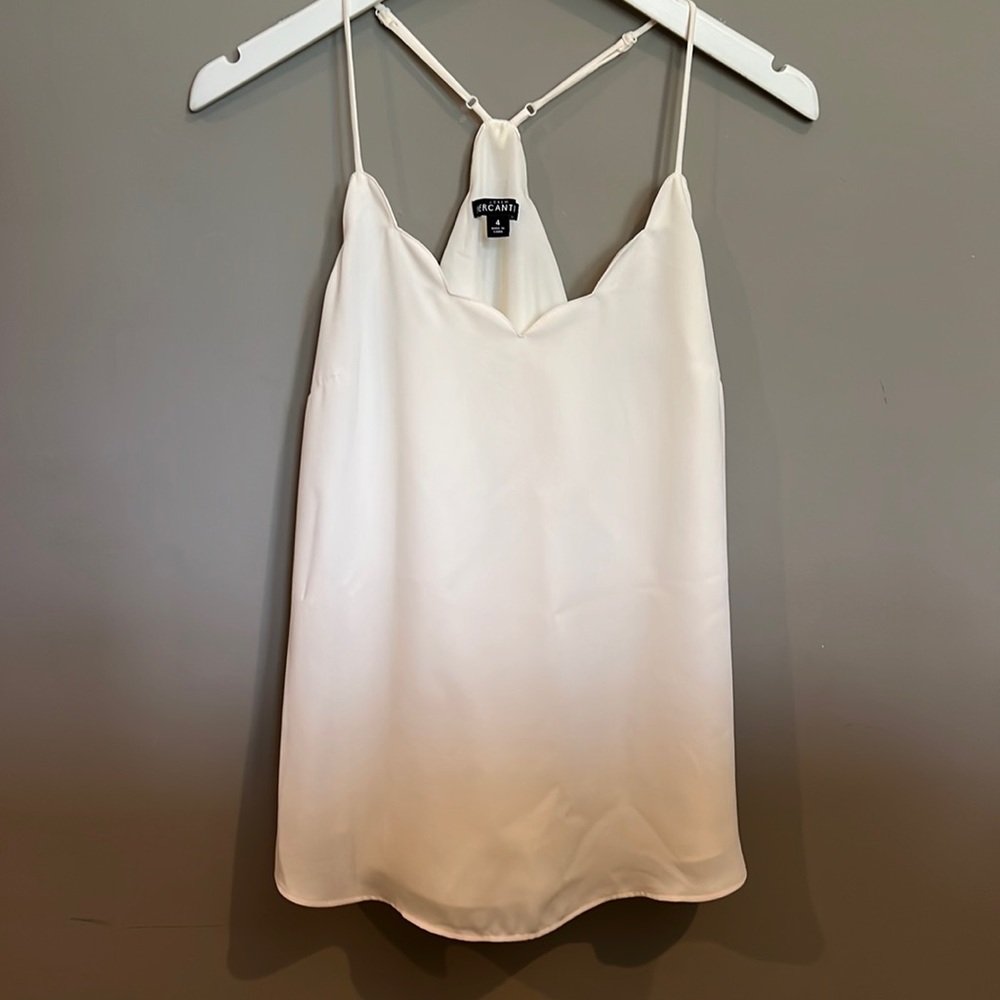 J crew ivory scallop border cami, size 4 EUC